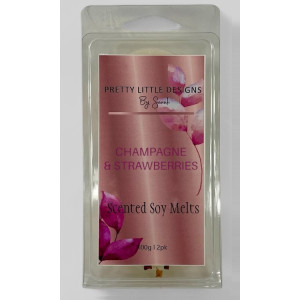 Champagne and Strawberries Soy Melts 2 Pack Round 