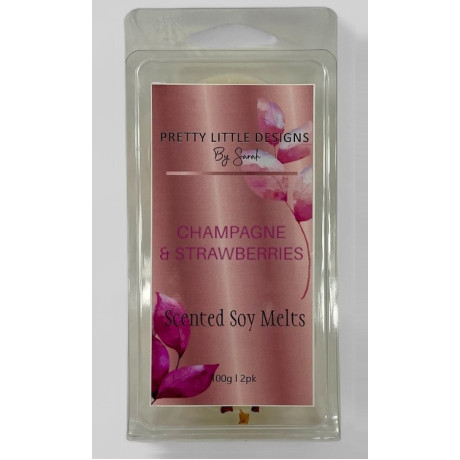 Champagne and Strawberries Soy Melts 2 Pack Round 